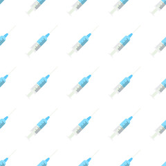 cartoon seamless pattern with syringe on white