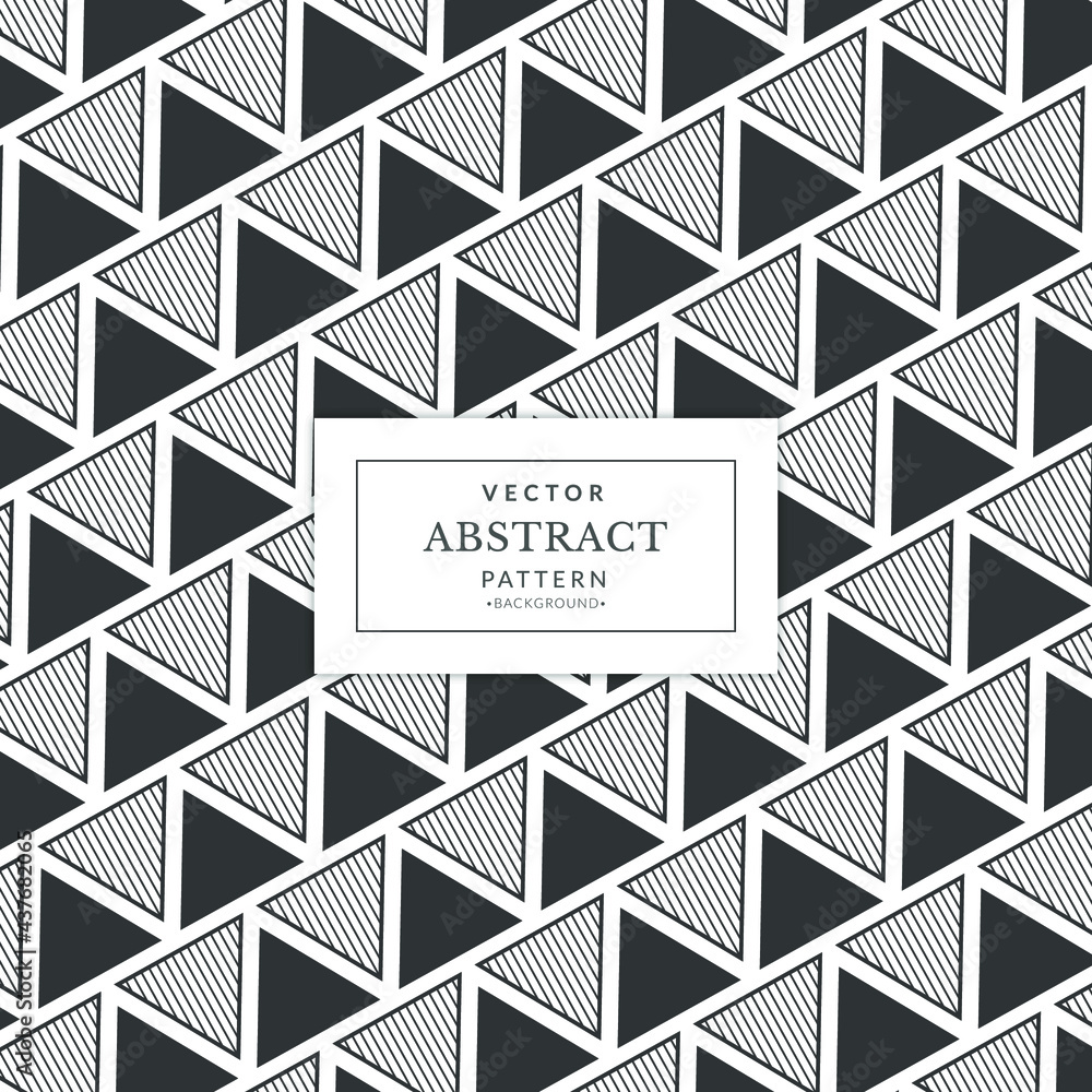 Poster gray repeat triangle line pattern. vector geometric gray triangles on white background seamless repe