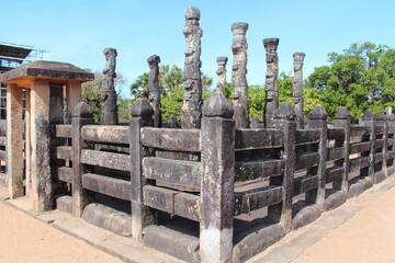 Stone carving. A unique structure in the ancient city of Polonnaruwa in Sri Lanka. A màndapa is a...