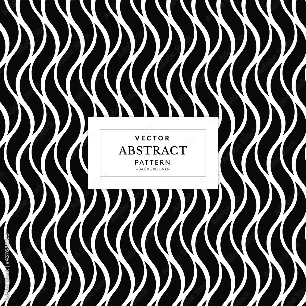 Poster abstract vertical curve seamless pattern black white background. design element for prints, decor, t