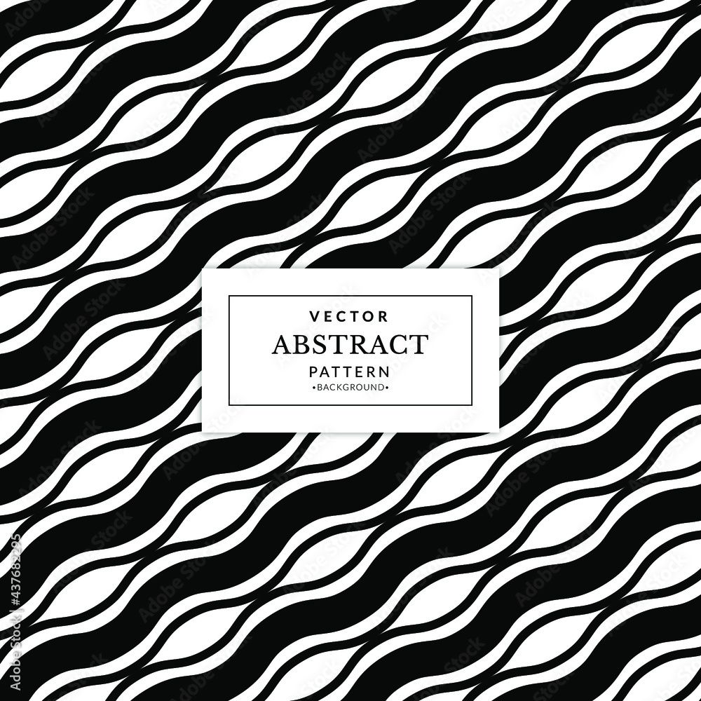 Poster abstract wave curve seamless pattern black and white background. abstract geometric pattern with wav