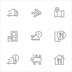 Simple Set of Food Delivery Related Vector Line Icons.