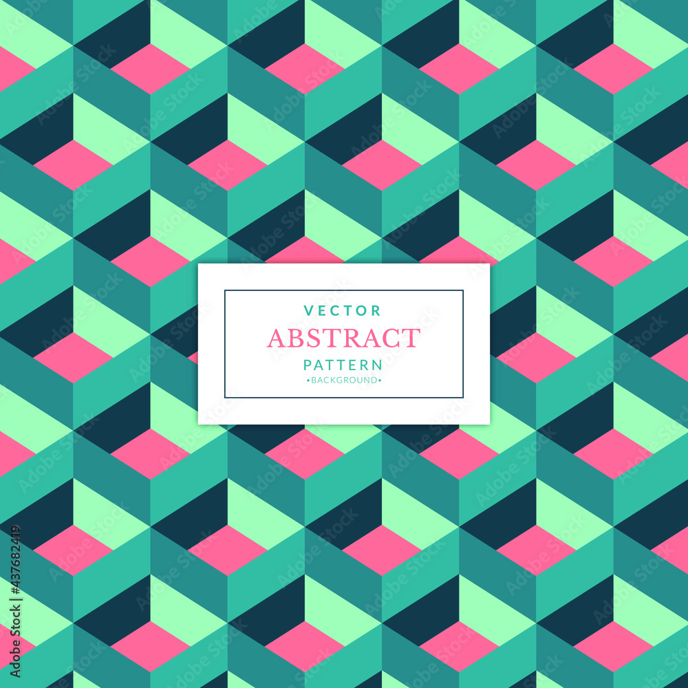 Poster abstract geometric pattern with vintage style rhombuses and cubes. abstract geometric pattern with r