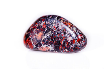 Macro mineral stone Jasper leopard on white background