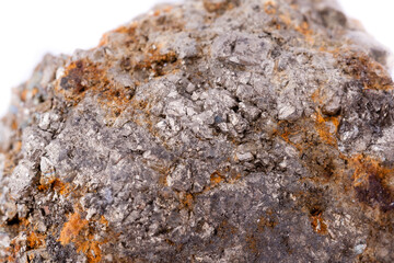 stone macro mineral arsenopyrite on a white background