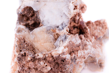 macro mineral stone cerussite on a white background