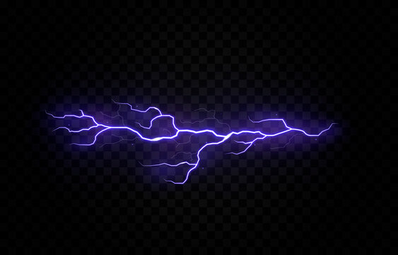 Vector lightning, lightning png, thunderstorm, lighting. Lightning strike. Natural phenomenon, light effect. PNG.