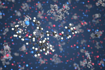 Fototapeta na wymiar Molecule of Tamoxifen. Molecular model, conceptual 3d rendering