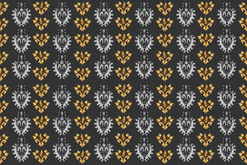 Seamless pattern with interesting doodles on colorfil background. Pano. Raster illustration.