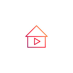 House and Media Play Button. Vector illustration for graphic design, Web, UI, app.