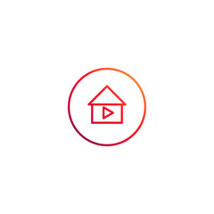House and Media Play Button. Vector illustration for graphic design, Web, UI, app.