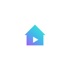 House and Media Play Button. Vector illustration for graphic design, Web, UI, app.