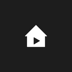House and Media Play Button. Vector illustration for graphic design, Web, UI, app.
