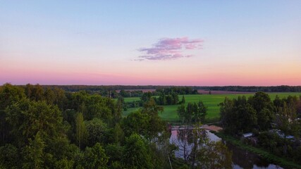 sunset over the pond