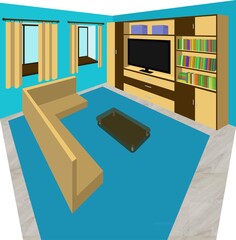 flat illustration room