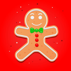 a gingerbread man with a green bow and red buttons