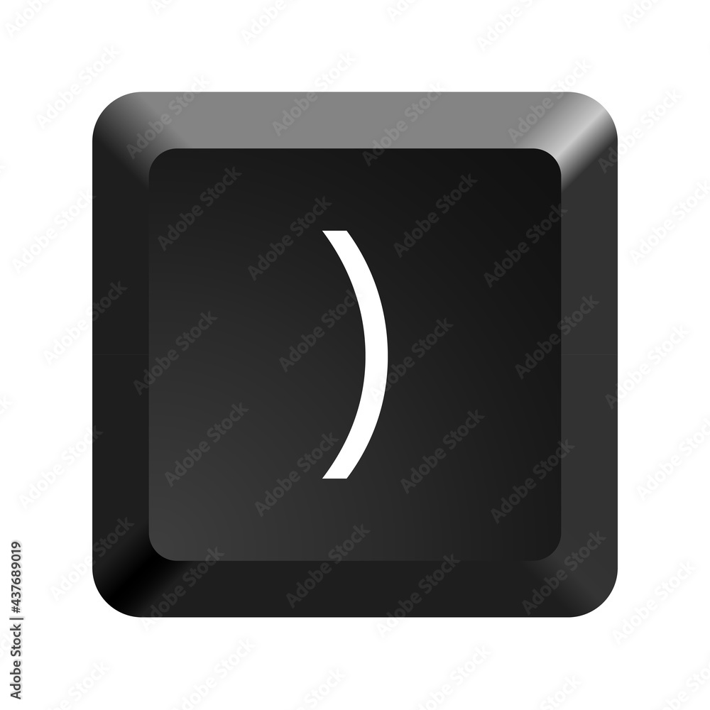 Poster button with symbol close parenthesis. icon vector illustration.