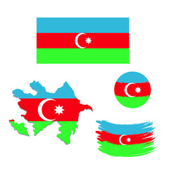 A vector of Azerbaijan flag in many shape such as map , ball, brush stroke for design, sports, politics and holidays
