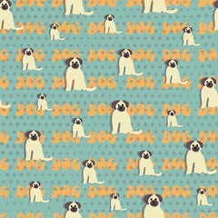 Lovely dogs seamles vector repeat pattern print background.