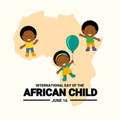 Vector illustration, cute and adorable african children, as banner, poster or template, international day of the african child, observed on June 16 every year.