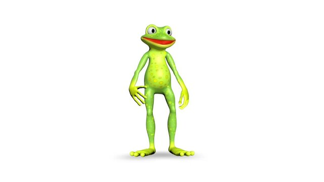 3d Character Frog Dancing Loop on White Background