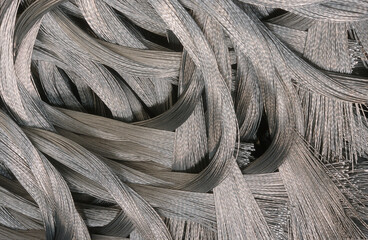 Closeup shot of aluminum wire scrap
