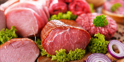 Composition with assorted meat products