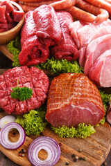 Composition with assorted meat products