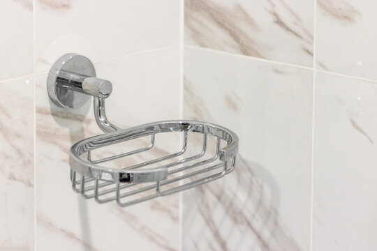 stainless steel soap holder in the bathroom
