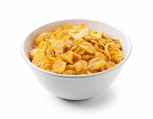 Cornflakes in a white ceramic bowl.