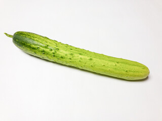 one single cucumber isolated on white background