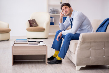 Young businessman employee waiting for business meeting