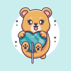 Cute bear with candy heart cartoon