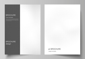 Fototapeta premium Vector layout of A4 cover mockups design templates for brochure, flyer layout, cover design, book design, brochure cover. Halftone effect decoration with dots. Dotted pattern for grunge decoration.