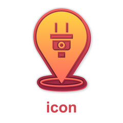 Gold Electric plug icon isolated on white background. Concept of connection and disconnection of the electricity. Vector