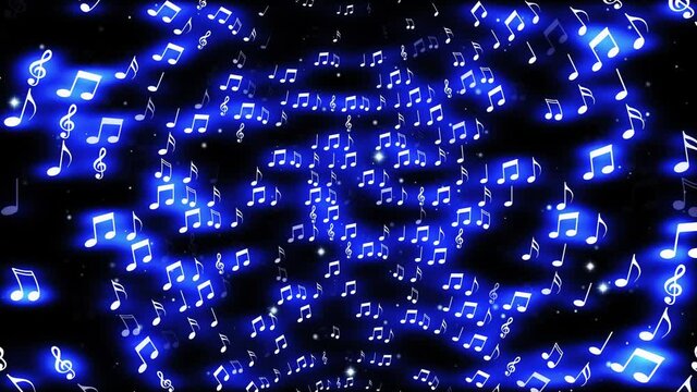 Notes Neon White Music Background Looped Video