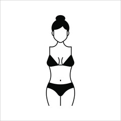 Woman underwear silhouette simple and minimalistic. Set of lingerie or swimsuit, Two-Piece Bikini on white background