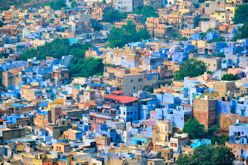Aerial view of Jodhpur Blue City. Jodphur, Rajasthan, India