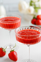 strawberry smoothie in a glass