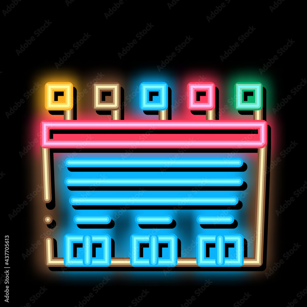 Poster game fields top view neon light sign vector. glowing bright icon game fields top view sign. transpar