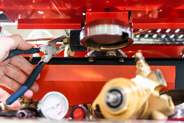 repair of the coffee machine photo. disassembled coffee machine