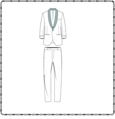 Editable fashion suits flat sketch for creating new designs mockup