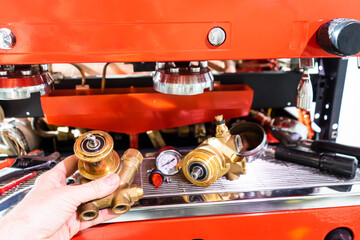 repair of the coffee machine photo. disassembled coffee machine