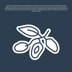 Blue line Date fruit icon isolated on blue background. Vector