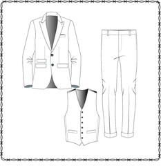 Editable fashion suits flat sketch for creating new designs mockup
