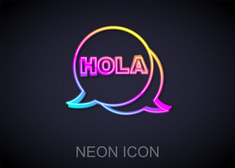 Glowing neon line Hola icon isolated on black background. Vector © vector_v