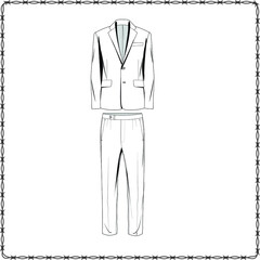 Editable fashion suits flat sketch for creating new designs mockup