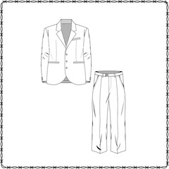 Editable fashion suits flat sketch for creating new designs mockup