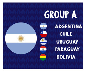 America Latine football 2020 teams.Group A Argentina Flag.America Latine soccer final