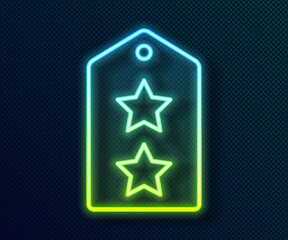 Glowing neon line Military rank icon isolated on black background. Military badge sign. Vector